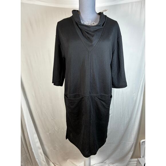 Zara NEW Cowl Neck Oversized Tunic Popover Dress Sm Minimal Lagenlook Black - Picture 1 of 5